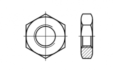 100 Stück Sechskantmuttern , niedrige Form, B = mit Fasen DIN 439 verzinkt - M 14